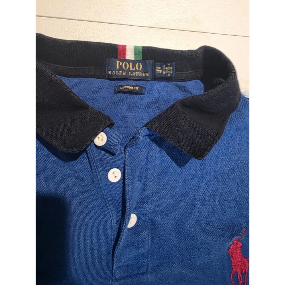 Polo Ralph Lauren Italy Rugby Polo Shirt Big Pony Men Sz XXL Blue